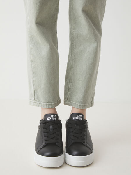 Black Logo Accent Platform Sneakers