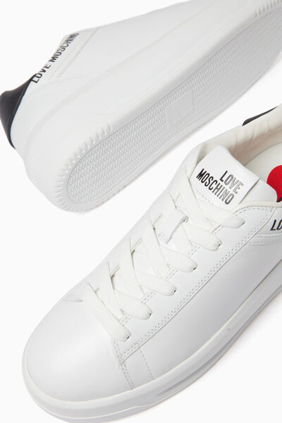 White Leather Sneakers with Logo Detail