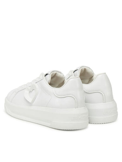 White Leather Sneakers with Heart Detail