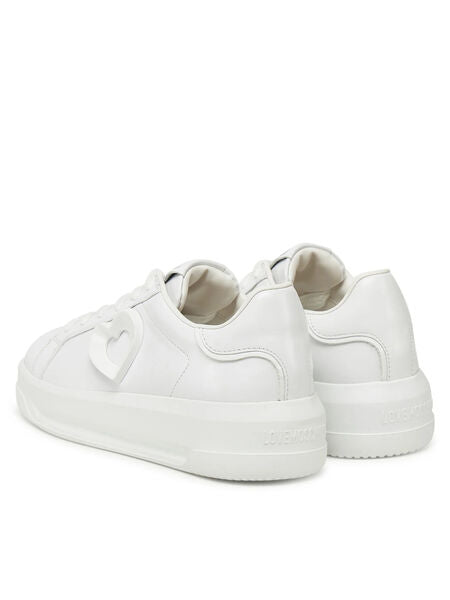 White Leather Sneakers with Heart Detail