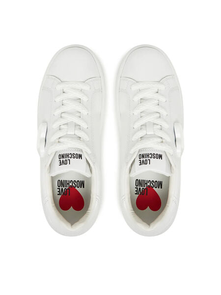 White Leather Sneakers with Heart Detail