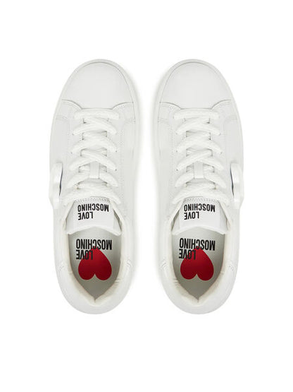 White Leather Sneakers with Heart Detail