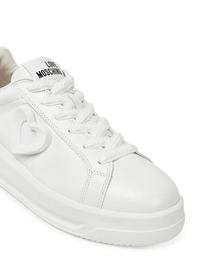 White Leather Sneakers with Heart Detail