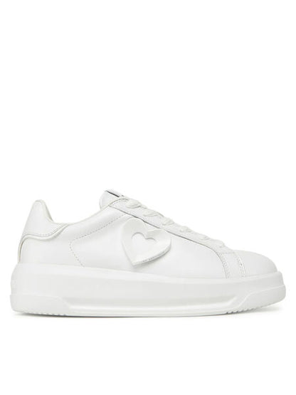 White Leather Sneakers with Heart Detail