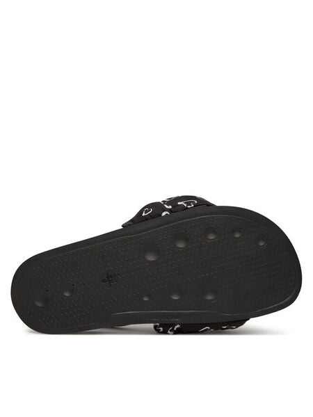 Black Logo Print Slides with Padded Knot