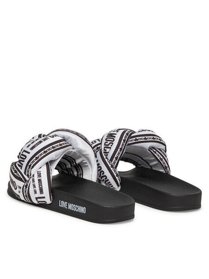 Black Logo Slide Sandal with Knot Detail