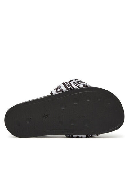 Black Logo Slide Sandal with Knot Detail
