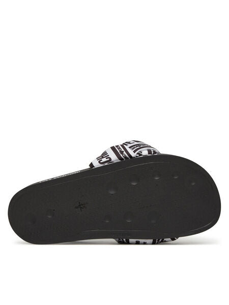 Black Logo Slide Sandal with Knot Detail