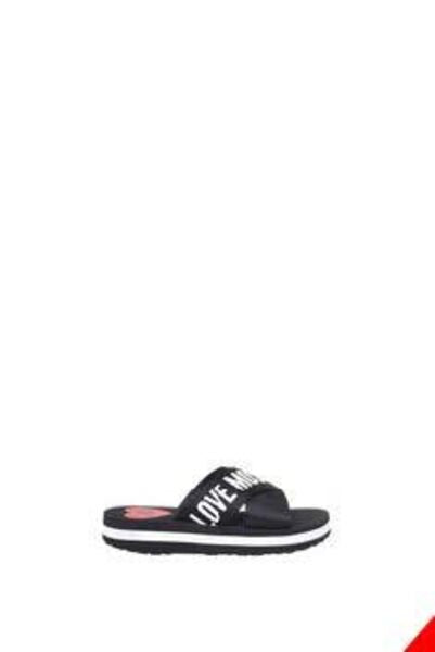 Black Logo Slide Sandals with Platform Sole