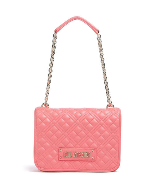 Coral Quilted Shoulder Bag with Chain Strap
