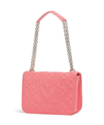 Coral Quilted Shoulder Bag with Chain Strap