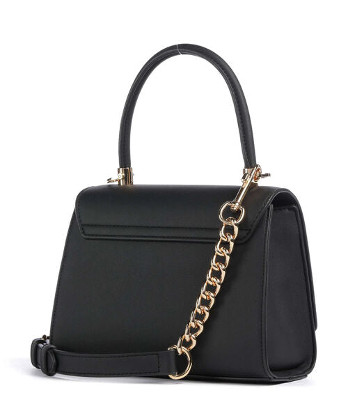 Black Structured Handbag with Logo Detail
