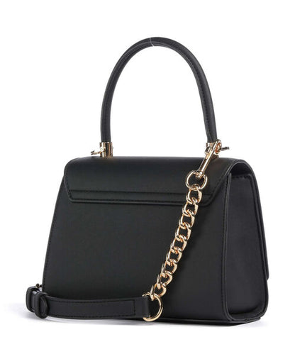 Black Structured Handbag with Logo Detail