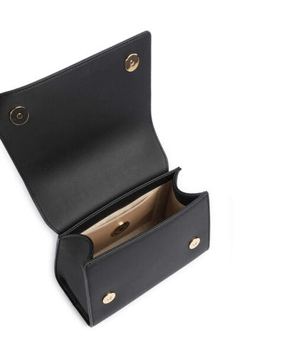 Black Structured Handbag with Logo Detail