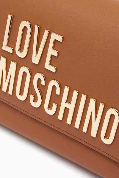 Brown Embossed Handbag with Gold Accent