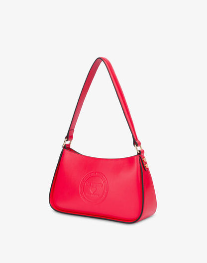 Red Shoulder Bag with Gold Detailing