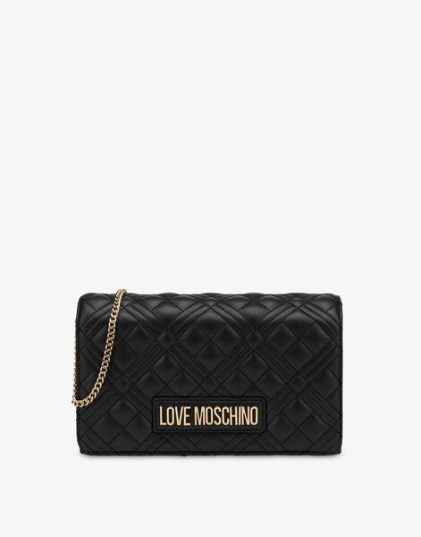 Black Quilted Crossbody Bag with Chain Strap