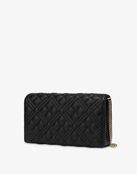 Black Quilted Crossbody Bag with Chain Strap