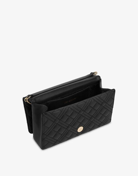 Black Quilted Crossbody Bag with Chain Strap