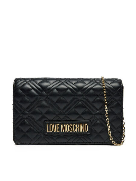 Black Quilted Crossbody Bag with Chain Strap