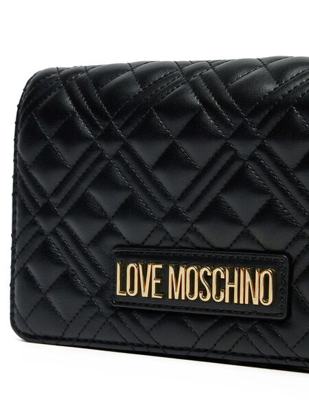Black Quilted Crossbody Bag with Chain Strap