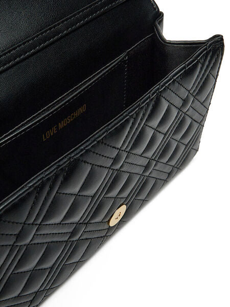 Black Quilted Crossbody Bag with Chain Strap