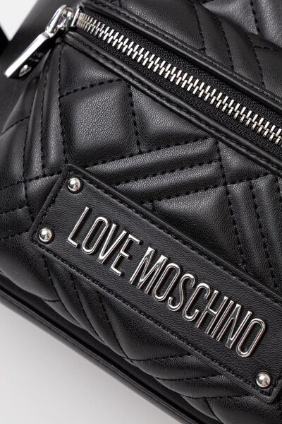 Black Quilted Backpack with Logo Detail