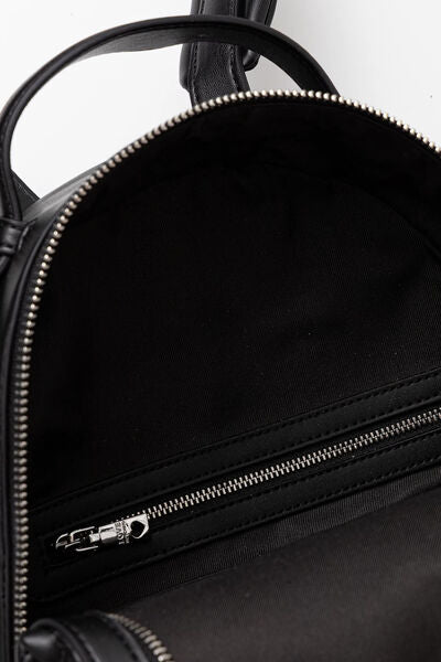 Black Quilted Backpack with Logo Detail