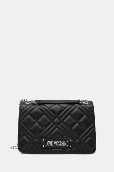 Black Quilted Shoulder Bag with Chain Hardware