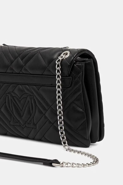 Black Quilted Shoulder Bag with Chain Hardware