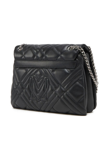 Black Quilted Shoulder Bag with Chain Hardware