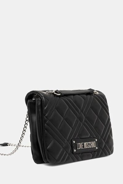 Black Quilted Shoulder Bag with Chain Hardware