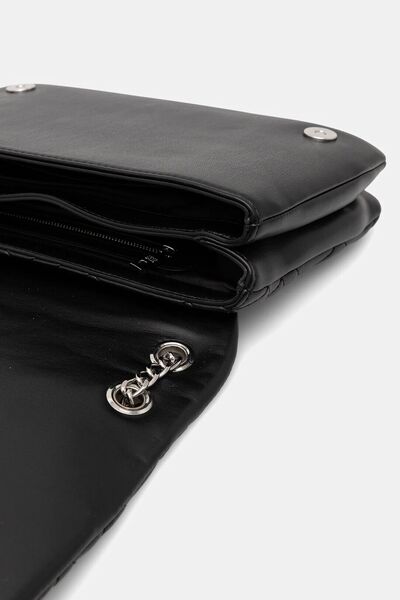 Black Quilted Shoulder Bag with Chain Hardware