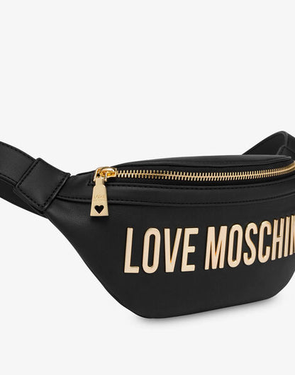 Black Logo Embossed Belt Bag