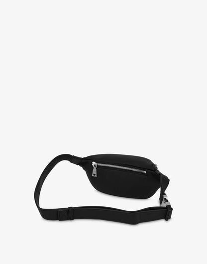 Black Logo Waist Bag with Zipper Closure