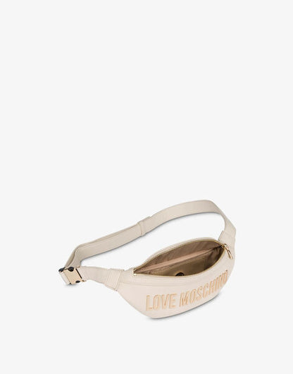 Cream Logo Waist Bag with Gold Zipper