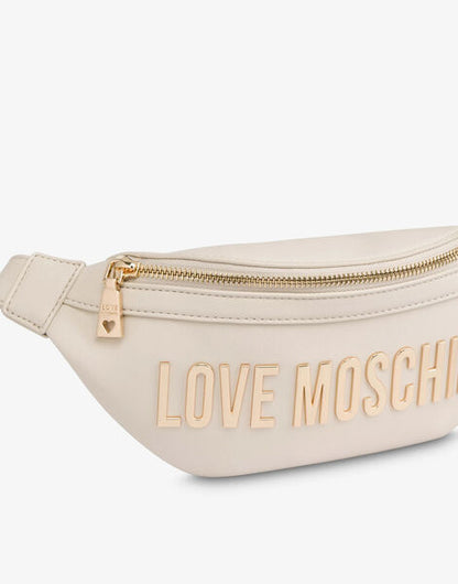 Cream Logo Waist Bag with Gold Zipper