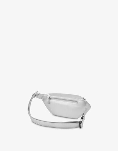 Silver Textured Belt Bag with Embossed Detail