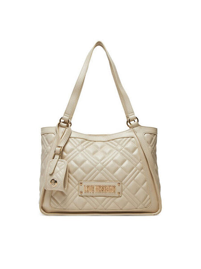 Cream Quilted Tote Bag with Dual Straps