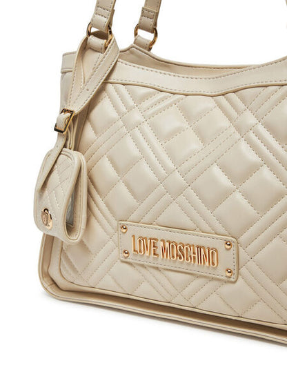 Cream Quilted Tote Bag with Dual Straps
