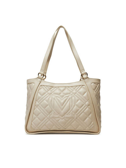 Cream Quilted Tote Bag with Dual Straps