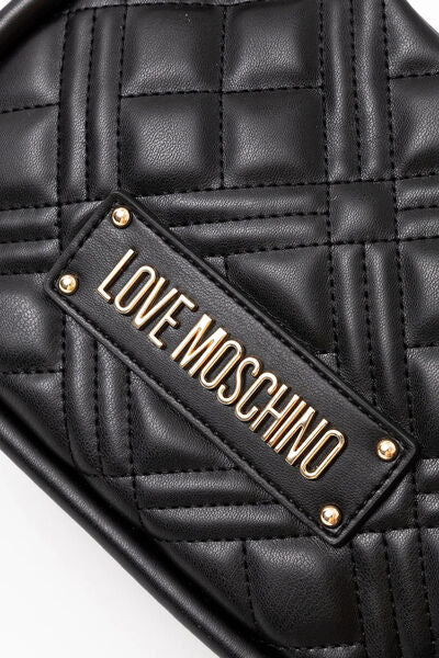 Black Quilted Hobo Bag with Gold Chain Detail