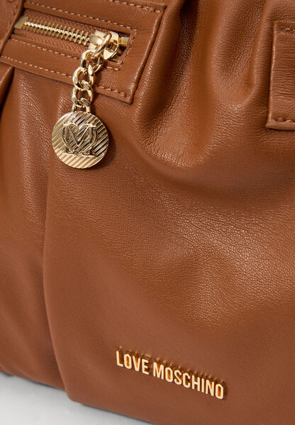 Brown Quilted Shoulder Bag with Gold Accents