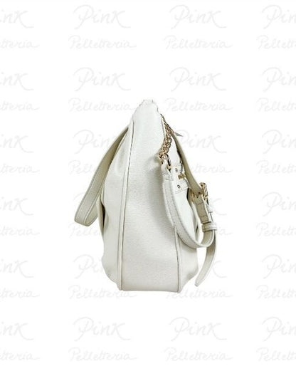 White Pleated Shoulder Bag with Twin Pockets