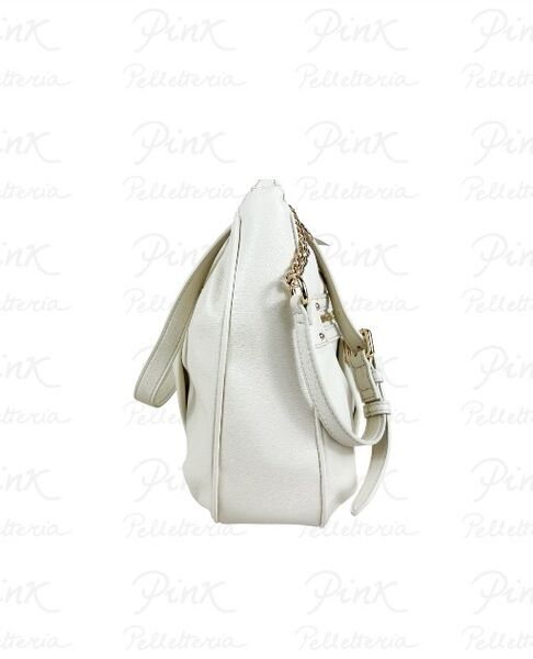 White Pleated Shoulder Bag with Twin Pockets