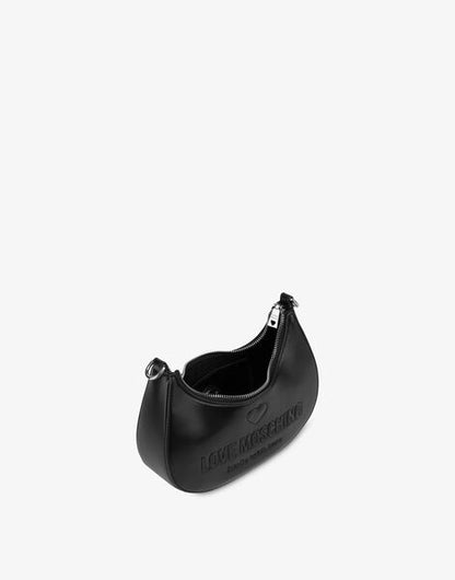 Black Logo-Strap Crescent Bag