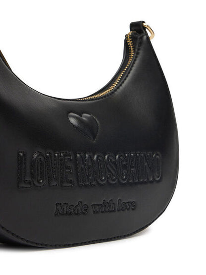 Black Logo-Strap Crescent Bag