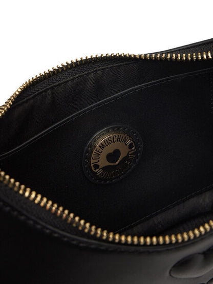 Black Logo-Strap Crescent Bag