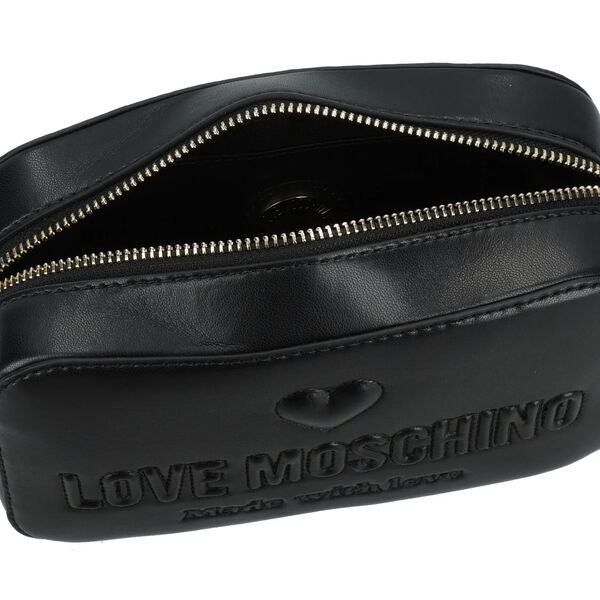 Black Logo Embossed Crossbody Bag
