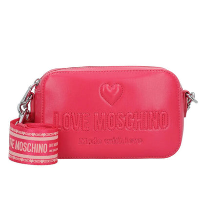 Pink Logo Embossed Crossbody Bag with Heart Detail